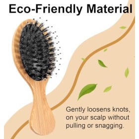 Petite brosse à cheveux, mini brosse à cheveux en poils de sanglier avec design portable pour voyage, maison, massage démêlan