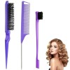 Luoqun88 Lot de 3 brosses à dos lisses pour coiffure, peigne queue de rat, peigne pour lisser les cheveux, brosse à taquiner ...