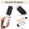 Brosse à cheveux portable, peigne pliable avec miroir amovible et pointe ronde en nylon pour voyage, maison, maquillage, mass
