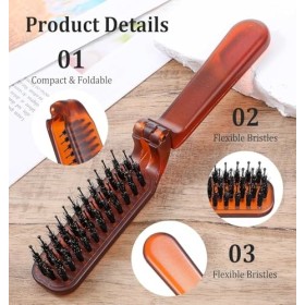 Brosse à cheveux de voyage en poils de sanglier, brosse à cheveux pliable, petite brosse à cheveux de voyage pliable pour fem