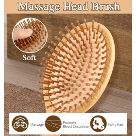 Lot de 3 brosses à cheveux en bambou brosse en bambou, peigne en bois – Ensemble de brosses à cheveux pour homme et femme –