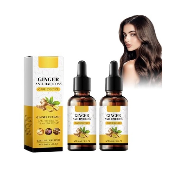 2PCS Huile Essentielle pour La Croissance des Cheveux, Huile Essentielle de Gingembre Stimule La Croissance Des Cheveu,Huile 