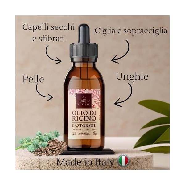 Huile de Ricin Bio 100ml - Pure, Naturelle, Pressée à Froid - Castor Oil pour Soin Cheveux, Cils, Sourcils, Ongles, Barbe - S