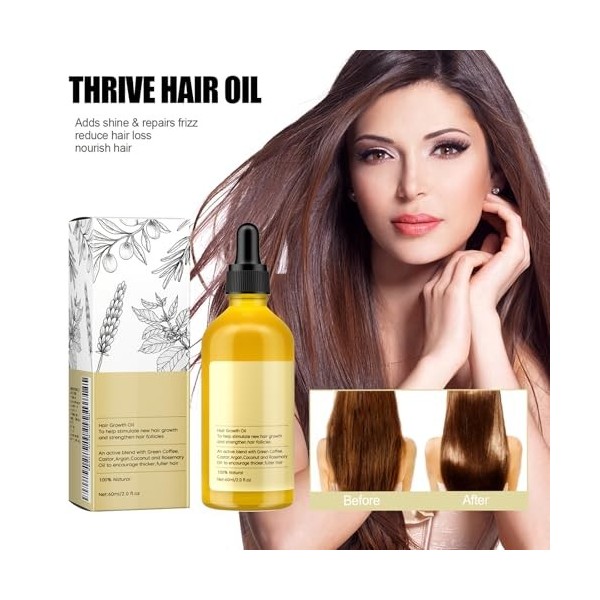 Huile Essentielle De Romarin Pour La Croissance Des Cheveux, pour les Cheveux Secs et Abîmés Des Femmes et des Hommes, Stimul