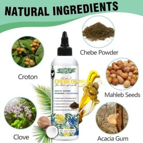 Huile Capillaire Chebe Naturelle pour la Pousse des Cheveux Huile de Chebe Hydratante pour le Cuir Chevelu, Poudre de Chebe A