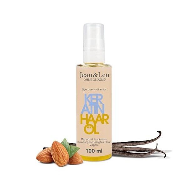 Jean & Len Huile capillaire Kératine, effet anti-frisottis, avec kératine végétale, pour cheveux secs et à la structure abîmé