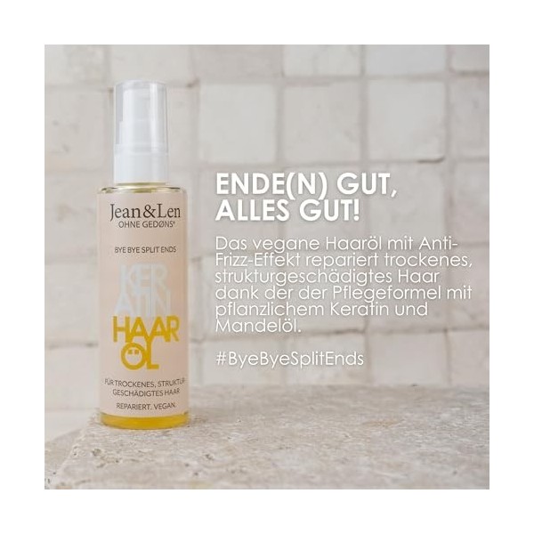 Jean & Len Huile capillaire Kératine, effet anti-frisottis, avec kératine végétale, pour cheveux secs et à la structure abîmé