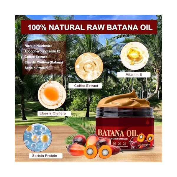 Huile de Batana, Crème Capillaire Batana, 100% Naturel Pur Non Raffiné Huile de Batana, Prévenir la Perte de Cheveux, Croissa