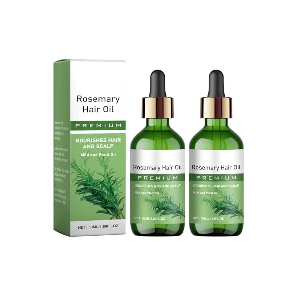 Soins des Cheveux et Huile, 2Pcs Huile Capillaire au Romarin, Huile Capillaire pour une Pousse des Cheveux Très Rapide, Nourr
