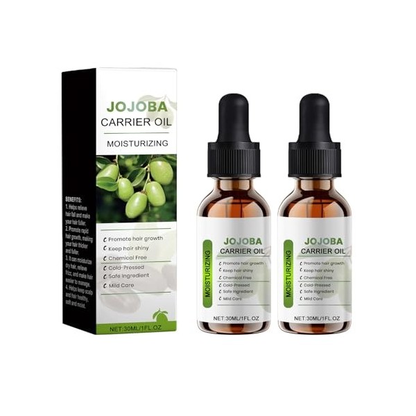 Soins des Cheveux et Huile, 2Pcs Huile Capillaire de Jojoba, Huile Capillaire pour une Pousse des Cheveux Très Rapide, Nourri