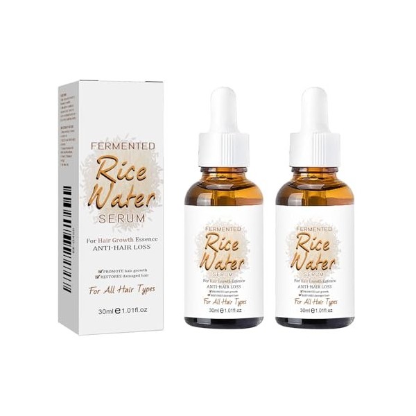 Soins des Cheveux et Huile, 2Pcs Huile Capillaire à lExtrait de Riz, Huile Capillaire pour une Pousse des Cheveux Très Rapid