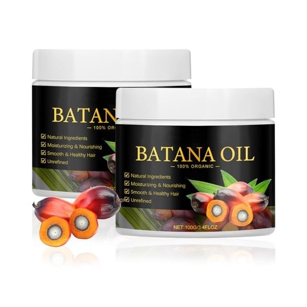 Lot de 2 huiles de batana, huile de batana naturelle biologique pour la croissance des cheveux, améliore la croissance des ch