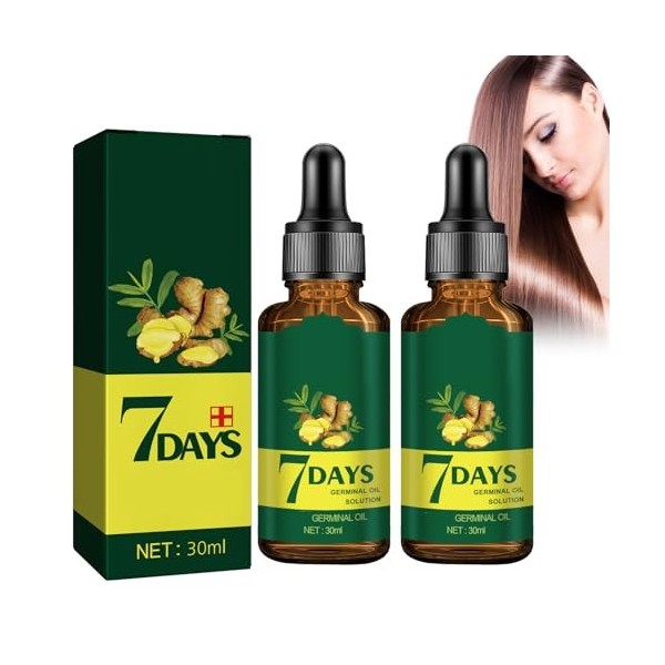 Dyceittdia 2pcs Huile de Croissance au Gingembre, Huile Capillaire au Gingembre, Solution pour la Croissance des Cheveux, Ren