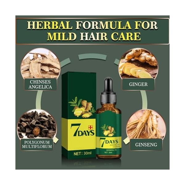 Dyceittdia 2pcs Huile de Croissance au Gingembre, Huile Capillaire au Gingembre, Solution pour la Croissance des Cheveux, Ren