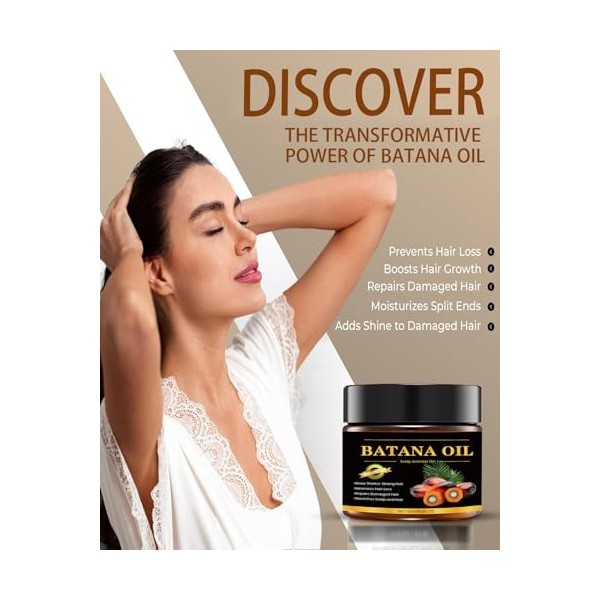 Huile de croissance capillaire Batana, huile de croissance capillaire pressée à froid non raffinée, prévient la perte de chev