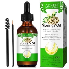 Huile de Moringa pour Visage, Capillaires, Massage du Cuir Chevelu et Corps, Pure, Pressée à Froid, Non Raffinée, Hydratante 