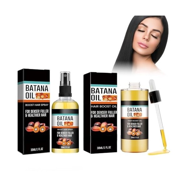 Huile de Batana 30ML + Spray de Croissance des Cheveux À La Biotine pour Cheveux 30ML, Favorise la Croissance des Cheveux, Pr