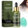 Huile de Romarin pour Cheveux 60ml avec Masseur du Cuir Chevelu 100% Pure Huile Essentielle Romarin Huile Capillaire Tonique 