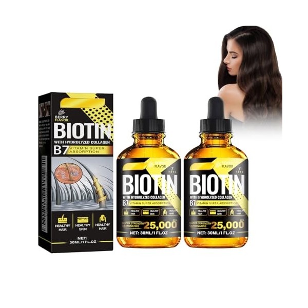 Tkekruh 2PC Sérum De Croissance Capillaire 30ml, Hair Growth Oil, Traitement De Conditionnement Profond, Anti-Chute Cheveux, 