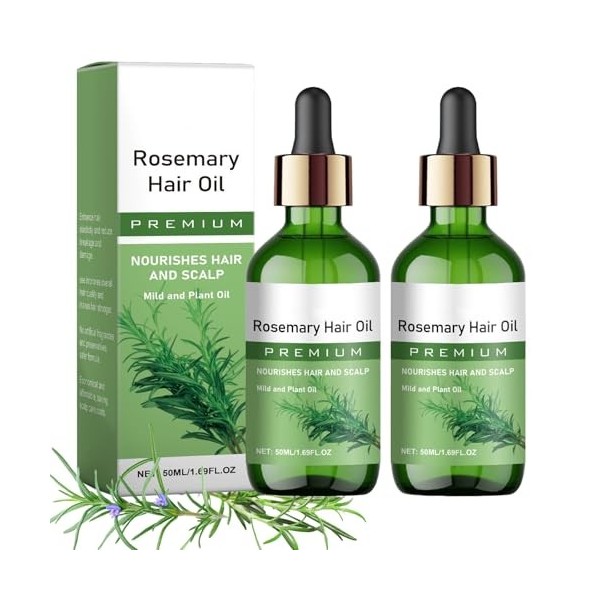2 bouteilles dhuile capillaire de romarin, huile essentielle de romarin, extraite dingrédients naturels, nourrit le cuir ch