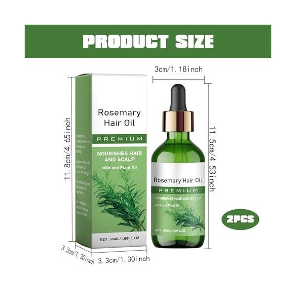2 bouteilles dhuile capillaire de romarin, huile essentielle de romarin, extraite dingrédients naturels, nourrit le cuir ch