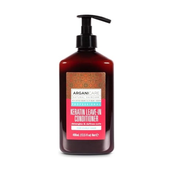 Arganicare | Gamme Kératine | SOIN DÉFINITION SANS RINÇAGE | A la Kératine Bio | Adoucit et Redéfinit parfaitement vos boucle