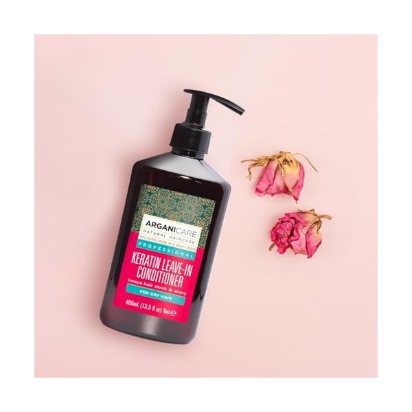 Arganicare | Gamme Kératine | SOIN RÉPARATEUR SANS RINÇAGE | A la Kératine Bio | Régénère la force et la Structure du cheveu 