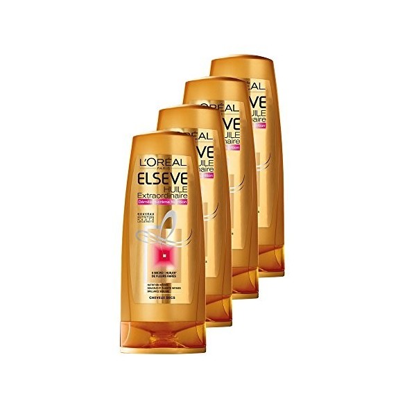 LOréal Paris Elsève Huile Extraordinaire Démêlant Nutrition pour Cheveux Secs 200 ml - Lot de 4