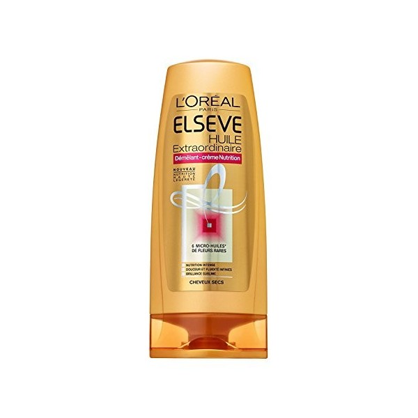 LOréal Paris Elsève Huile Extraordinaire Démêlant Nutrition pour Cheveux Secs 200 ml - Lot de 4