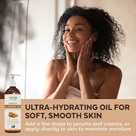Viva Naturals Sweet Almond Oil, Hexane Free for Skin and Hair, 16 oz / 473 ml by Viva Naturals