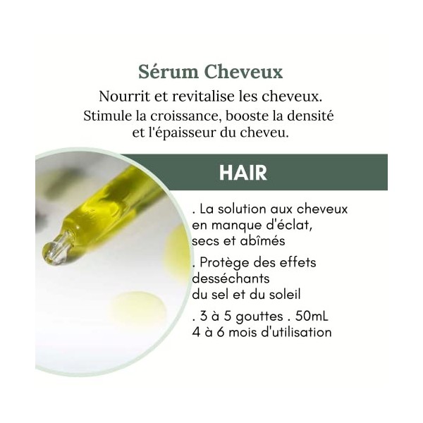 LES HUILETTES - Sérum Cheveux HAIR - Nourrit et Revitalise les Cheveux - Synergie dhuiles combinée à un complexe dactifs qu