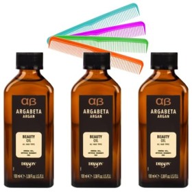 3 pièces Dikson ARGABETA Huile Prof.Pour cheveux avec huile dargan/Beta-Carotene 100 ml + gratuit n°1 altéax® peigne étroit 