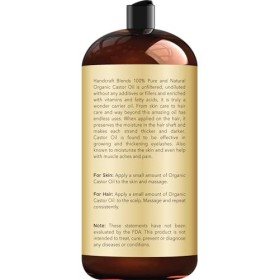 Handcraft Blends Huile de ricin biologique - 828 ml - 100% pure et naturelle - Huile de qualité supérieure pour la croissance