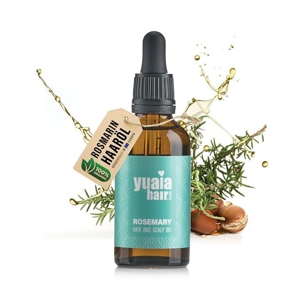 Yuaia Haircare Huile de romarin | Accélérer la croissance des cheveux | 100 % bio | Minimise les pointes fourchues | Soin du 
