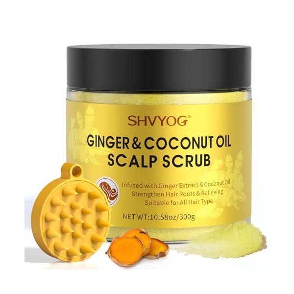 SHVYOG Gommage pour cuir chevelu, exfoliant pour cuir chevelu au gingembre, exfoliant à lacide hyaluronique pour le cuir che