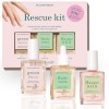 Manucurist Rescue Kit - Coffret Soins Ongles Abîmés : 1 Vernis Transparent Soin Ongle Base Traitante, 1 Masque Réparateur, 1 