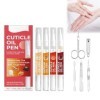 Nail Cuticle Oil Pen Lot de 3 stylos à huile pour ongles avec kit de manucure, stylo coupe-ongles, huile de soin des cuticule