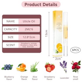 Huile Cuticules Ongles Stylo, 6 Pcs Cuticle Oil Pen, Stylo Cuticules Ongles, Huile Ongles et Cuticle Oil pour Hydrater, Apais