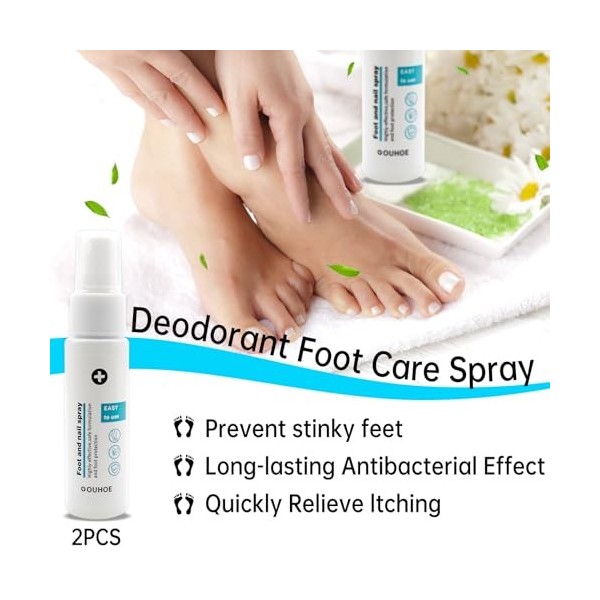 Lot de 2 sprays pour les pieds et les ongles, contre les champignons des ongles, les champignons des pieds, les pattes, les c