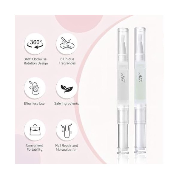 XURJUMI 3Pcs Huile Cuticules Ongles Stylo +2Poussoir Cuticules, Limes À Ongles En Pierre,Mix Taste Polissoir A Ongle De Trait