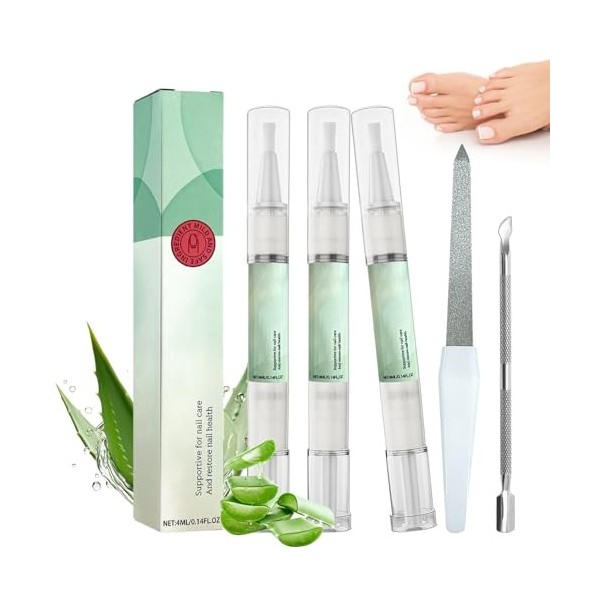 3 Pièces Nail Care,Stylo de soins à ongles,Nail Repair Pen,avec Huile Arbre à Thé,Vitamine E,Aloe Vera,pour Les Ongles Abîmés