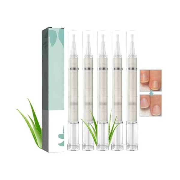 5 Pièces Nail Care, Stylo de soins à ongles, avec Aloe Vera, pour Les Ongles Abîmés