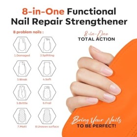 Modelones Vernis Durcisseur Ongle Extra Fort 8in1 et Huile Cuticules Ongles Kit, Soin Ongles Abimes, Vernis Fortifiant Ongles