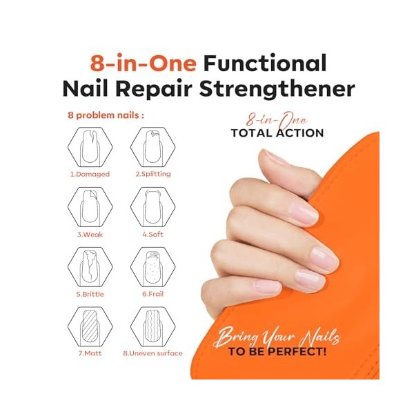 Modelones Vernis Durcisseur Ongle Extra Fort 8in1 et Huile Cuticules Ongles Kit, Soin Ongles Abimes, Vernis Fortifiant Ongles
