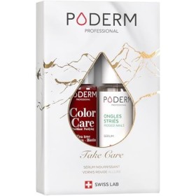PODERM - COFFRET CADEAU - Soins des ongles Swiss Made – 1 sérum nourrissant & 1 vernis soin enrichi en Tea Tree - Idée Cadeau