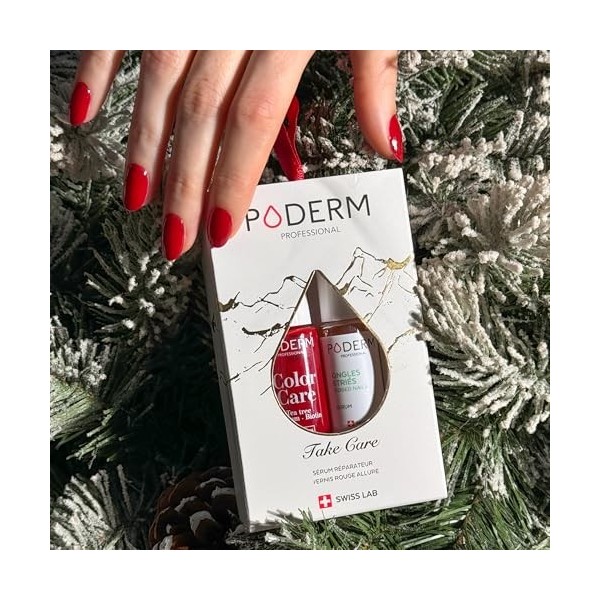 PODERM - COFFRET CADEAU - Soins des ongles Swiss Made – 1 sérum nourrissant & 1 vernis soin enrichi en Tea Tree - Idée Cadeau