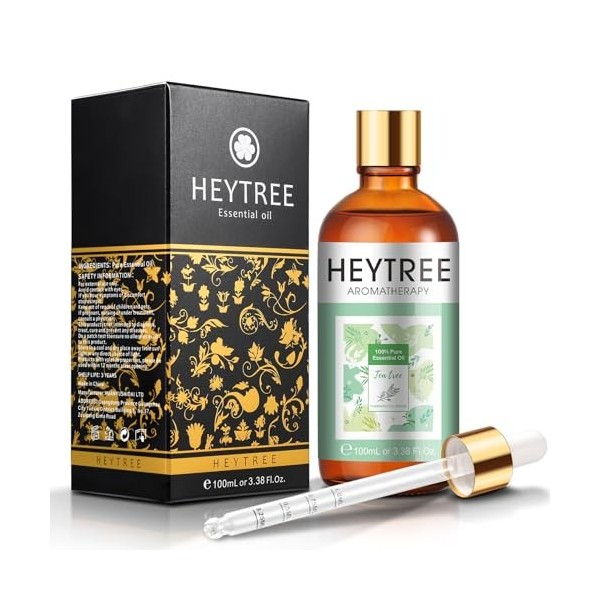 HEYTREE Huile essentielle darbre à thé 100ml - Répare les ongles cassés Nettoie les pieds en profondeur Nettoie les pores, l