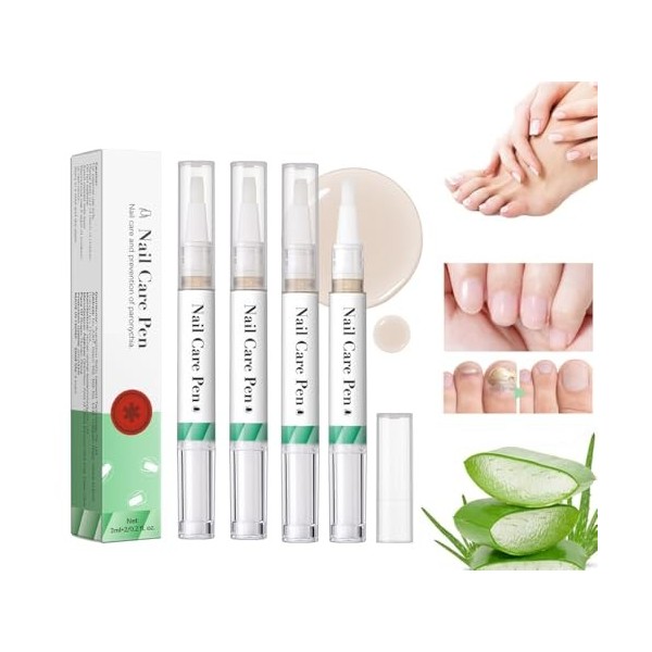 2 pièces 4 pièces Stylo de soin pour les ongles, pour les ongles et les orteils, avec de lhuile darbre à thé, de la vitam