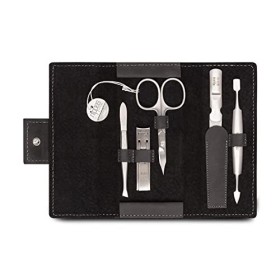 nippes Solingen Premium Line Tabard Kit de manucure 5 pièces en acier inoxydable et sans nickel avec étui en cuir de vachette