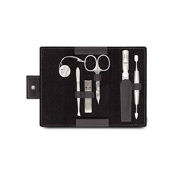 nippes Solingen Premium Line Tabard Kit de manucure 5 pièces en acier inoxydable et sans nickel avec étui en cuir de vachette